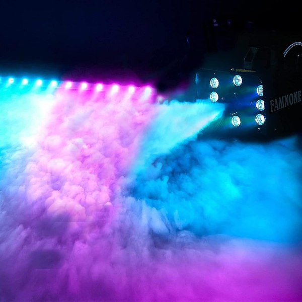Fjärrstyrd rökmaskin med 8 färgglada LED-lampor, 500w power och 2000-4000cfm med trådlös fjärrkontroll, perfekt för bröllop, halloween