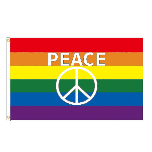 Peace Flag 150 X 90 Cm, Tvättbar Levande Färg UV-beständig regnbågsflagga Peace Flerfärgade Flaggor