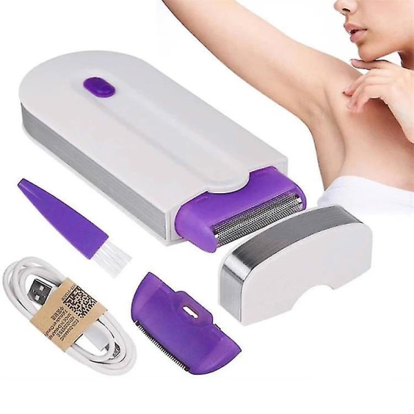 2 i 1 elektrisk epilator hårborttagning Smärtfri hårborttagningsmedel Rakapparat Omedelbar smärtfri gratis sensorlampa USB -laddning