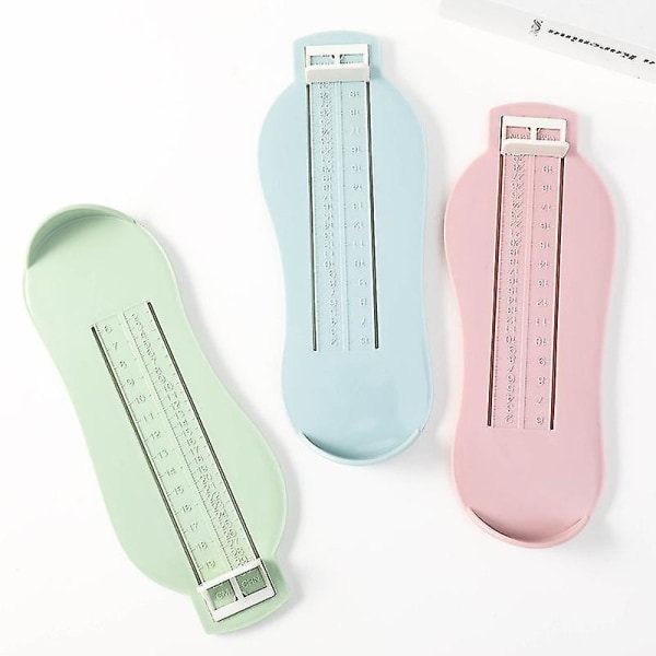 Fotmätanordning, mätanordning för skostorlek, bestäm barnskostorlek (3 st, rosa+grön+blå)