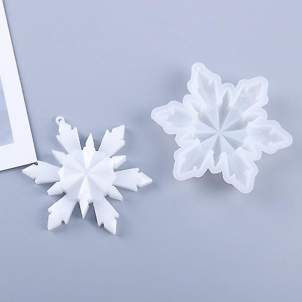Epoxihartsformar Snowflake Silikonhänge Diy Molds Form för nyckelringhängedekorationer (1st, vit)