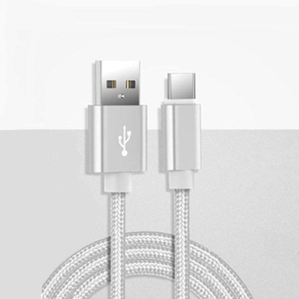 3m USB till Type-c Laddningslinje 2a Laddningskabel sladd för Samsung Xiaomi Huawei -silver
