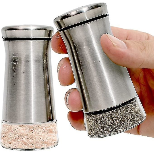 Salt & Peppar Shaker - Set med två Premium Shakers i rostfritt stål med justerbara hällhål - Dispensers med lock för kryddor, havs- och koshersalter