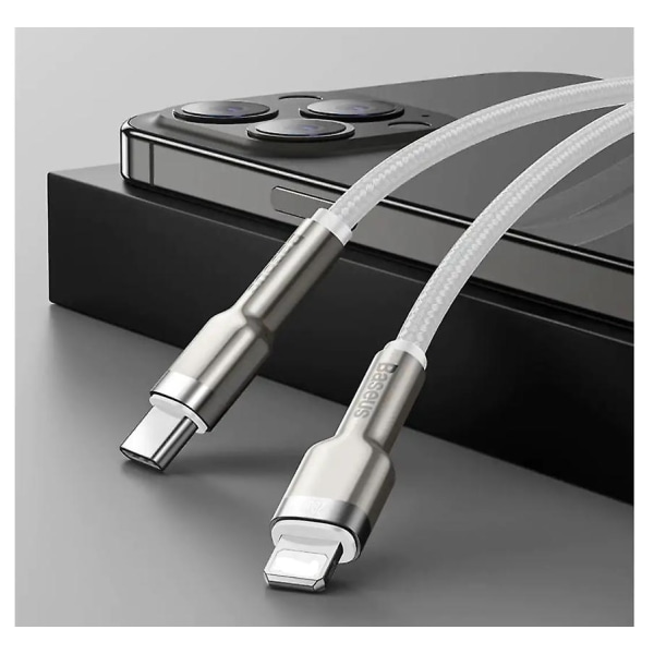 20w Snabb USB C Flätad Laddningskabel För Iphone Eller Ipad Sladd 2m Vit