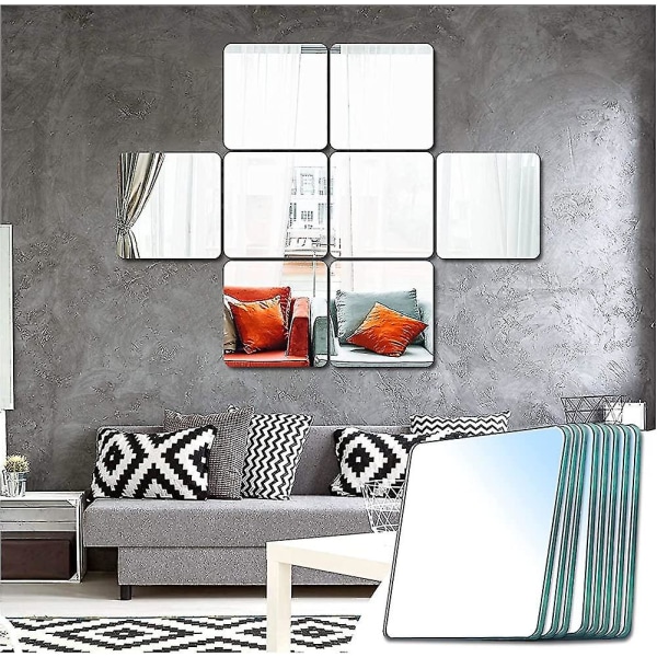 Dekorativ fyrkantig väggspegel Självhäftande spegel Heminredning för sovrum  6d14 | Fyndiq