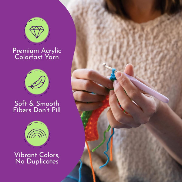 12-färgs dagis handgjorda DIY materialpaket färgglada garnbollar barnkonstklass stickning virkning