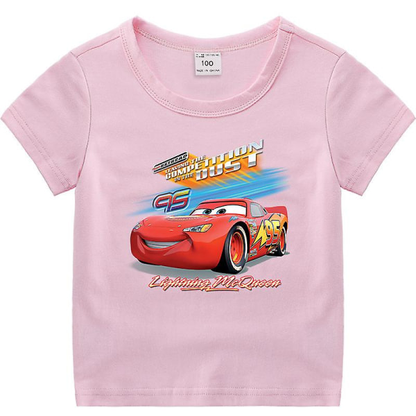 2023 Ny Lightning Mcqueen barnkläder Barn sommar kortärmad T-shirt pojkar Underrock Halvärmad T-shirt barntopp Pink
