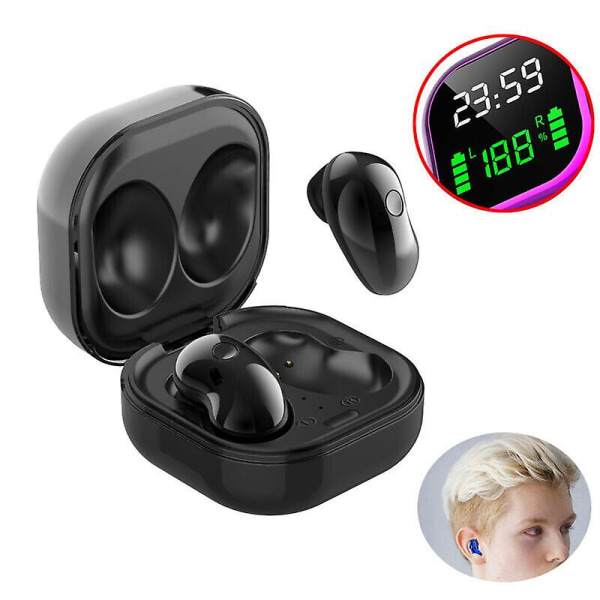 Trådlösa Bluetooth hörlurar In-ear Mini Led Digital Display-hörlurar Svarta