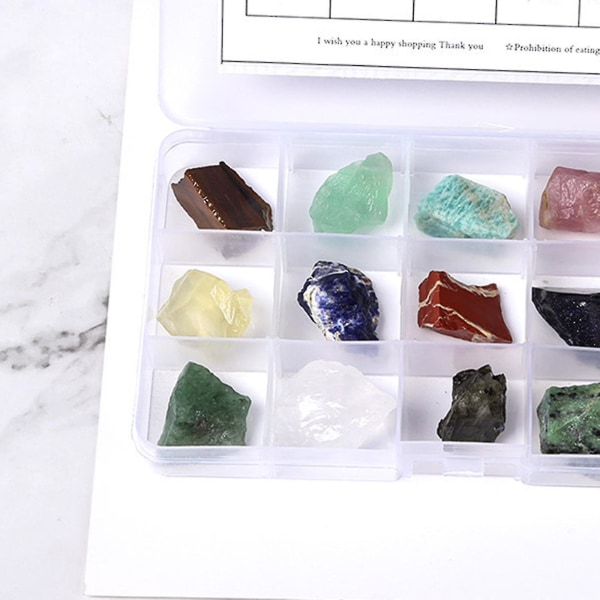 15 sorters naturliga kristallsten råa mineralprover oregelbunden bergkristall