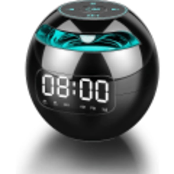 Klockradio, Digital sängväckarklocka, Digital klocka, Bärbara Bluetooth högtalare, Fm-klockradio svart black