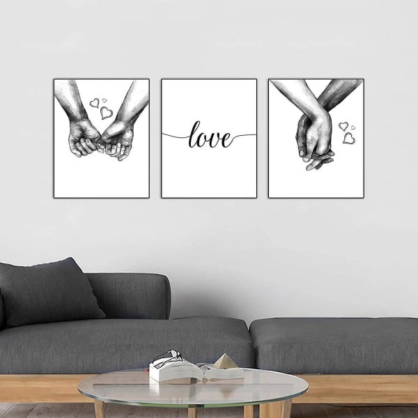 3 st kärlek och hand i hand väggkonst Print