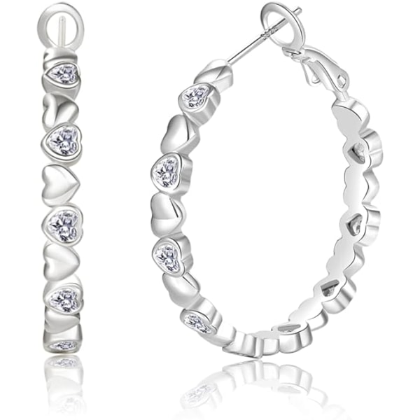 Hoop örhängen Cubic Zirconia Silver Hoop örhängen Hjärtformade Hoop örhängen för flickor kvinnor