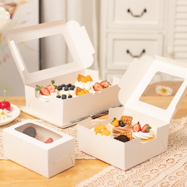50-delade Cupcake-lådor med PVC-fönster och två brickor, Cupcake-behållare Bageriförpackningslådor
