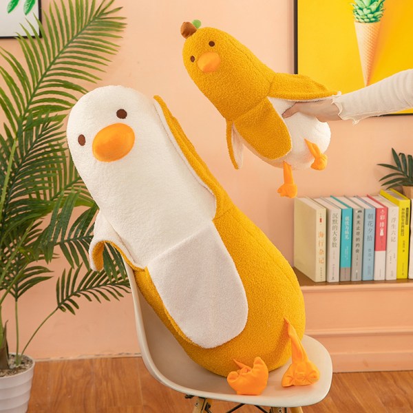 Banana Duck Plysch Söt Anka Plysch Djurkudde Doll Toy Mjuk kudde (vit, 19,7 tum)