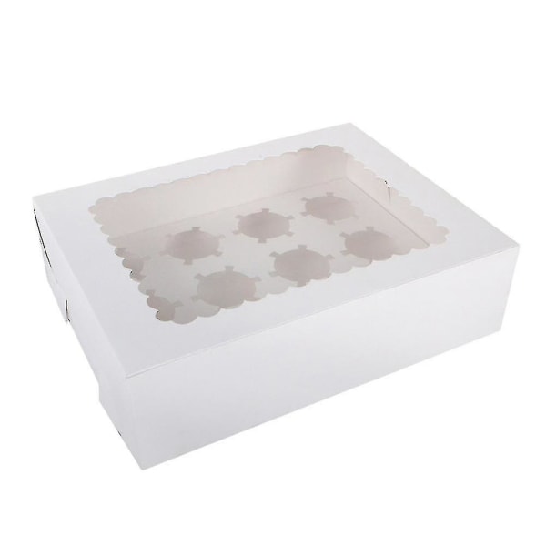 Bärbar 12-håls Cupcake Box Behållare Muffinsbehållare Bageri Tårtbärare För Hemdessert Sho