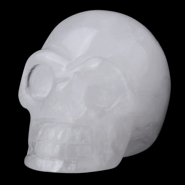 Klar kvartskristallskalle Dekorativ staty Naturlig snidad Healing Crystal Stone Skulptur Fake Skull