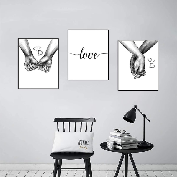 3 st kärlek och hand i hand väggkonst Print