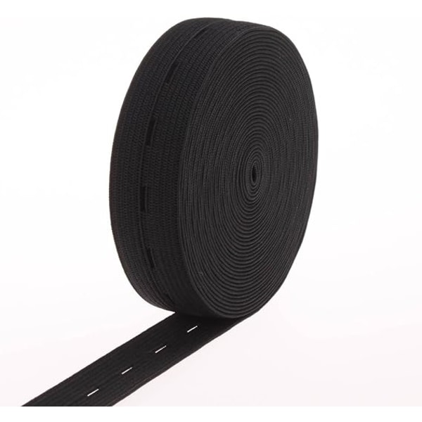 2,0 cm svart 10 m elastisk knapphålsrem Elastisk rem, praktisk och multifunktionell
