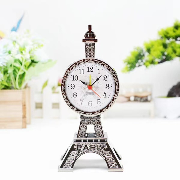 Eiffeltorn modell väckarklocka staty säng klocka klocka dekoration,silver