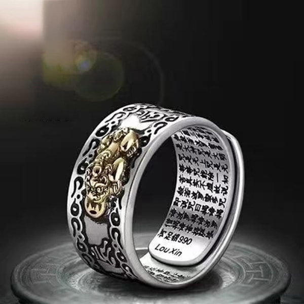 Feng Shui PIXIU Berlocker Ring Amulet Wealth Lucky Carving