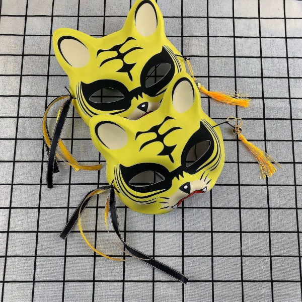 Japansk mask halvansikte handmålad katt rävmask Anime Demon Slayer Masquerade Halloween Festival Cosplay rekvisita