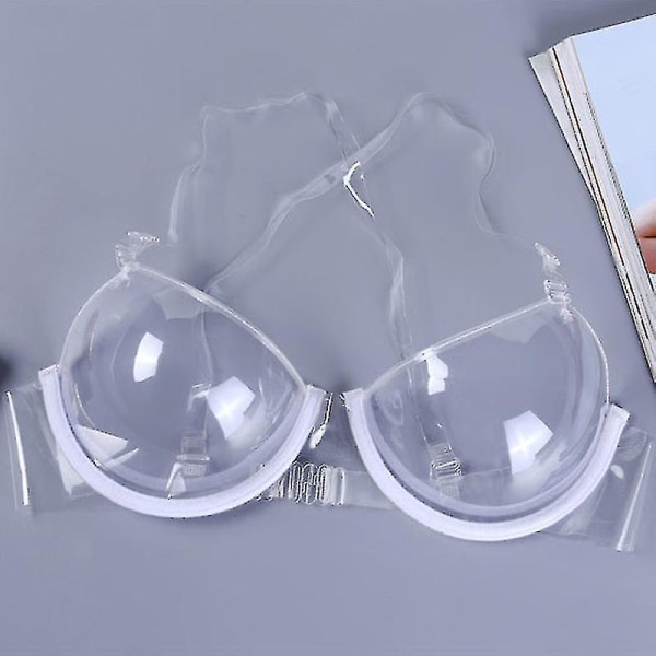 Sexiga kvinnor 3/4 kopp Transparent Klar Push Up BH Ultratunn rem Osynlig BH Underkläder