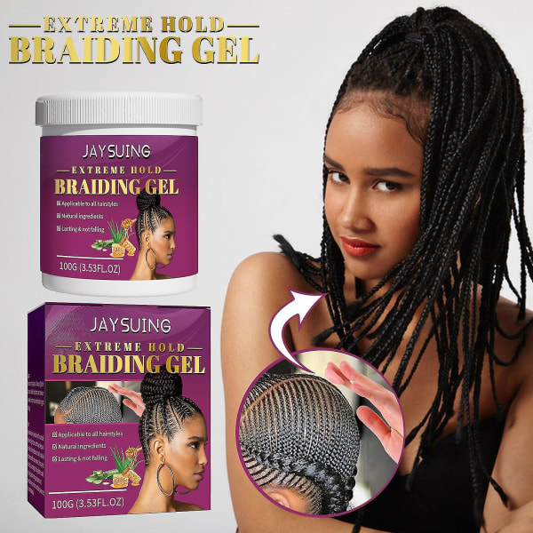 Extreme Hold Braiding Gel, Hair Braid Gel upprätthåller en fantastisk doft utan flingor Långvarig, naturlig hårvårdsprodukt med Aloe Vera och bivax för Bl