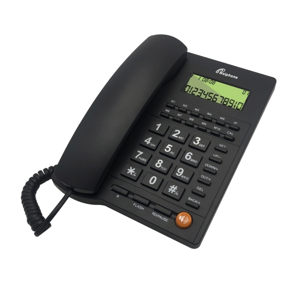 Skrivbordstelefon med sladd, fast hemtelefon med sladd för seniorer med högtalare