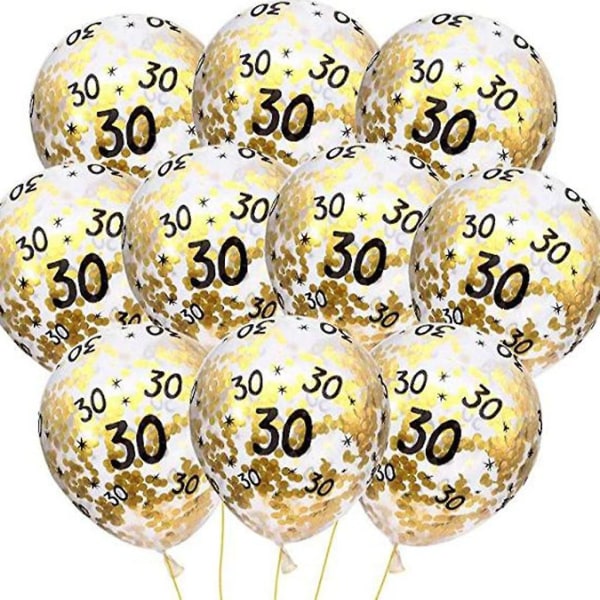 Bröllopsdagsballonger 30 paljetter,fyllda ballonger 30 nummerballonger Bröllopsdagsfestdekorationer (färg: klarsvartguld)(