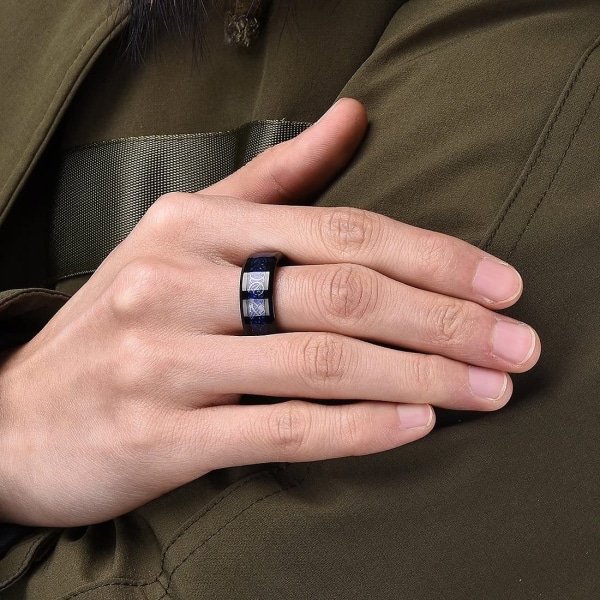 3-delad ring i rostfritt stål drakmönster Fasad kant svart set kedja Titan stålring herrring