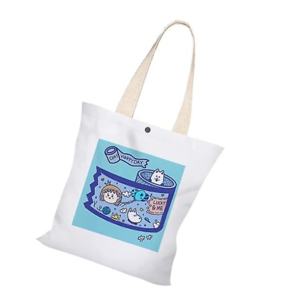 Söt tygväska Estetisk grafisk tygväska i sammet Återanvändbar matväska Trendig skolväska Tygbokspresent till kvinnor