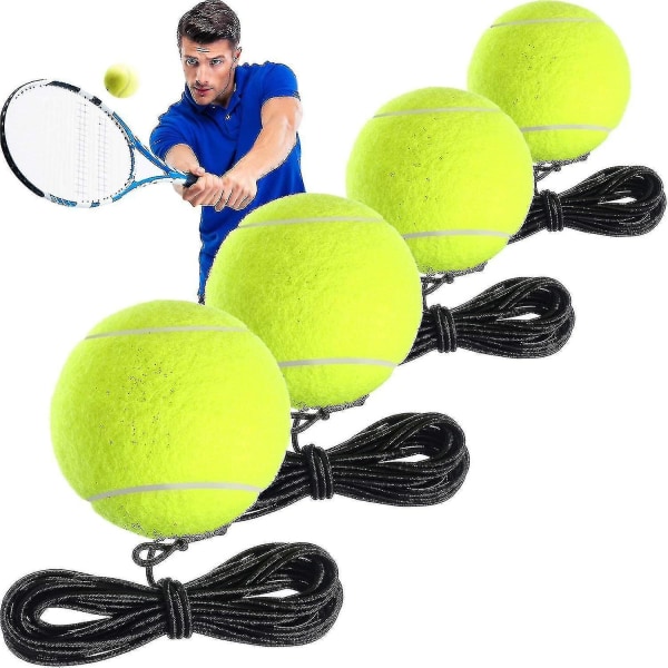 4-pack tennisträningsboll med snöre Tennistränarbollar Självträningsverktyg Tennisboll
