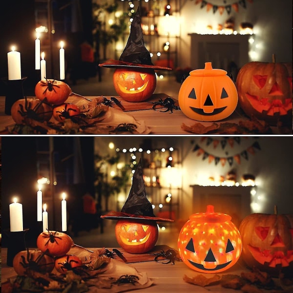Pumpa hink med snurrande ljus och roliga skratt, Halloween pumpa hink, plast Halloween godis hink