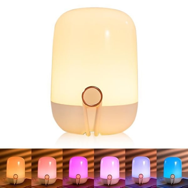 SDLOGAL LED Nattlampa Färgglad sänglampa, 7-färgsdimmer bordslampa, USB-laddningsbar