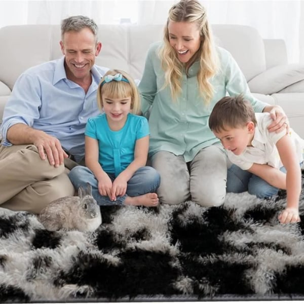 Shaggy Vardagsrumsmatta 160 x 230 cm SDLOGAL Sängmatta Långhårig matta (svartvit) Mjuk matta för vardagsrumssoffa