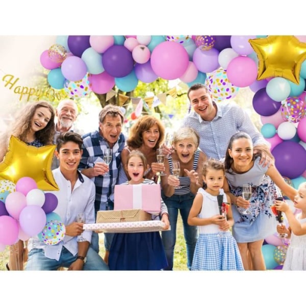 Latexballonger 86 st rosa lila dekorationssats för flicka barn, kransar latex och folieballonger