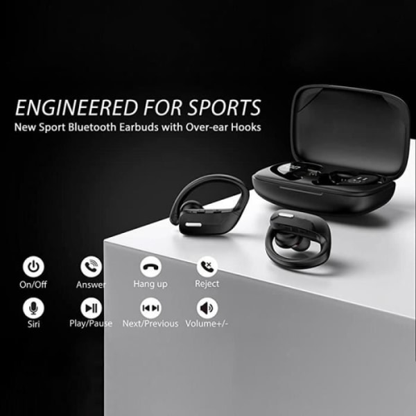 TWS T17 trådlös Bluetooth 5.0 hörlurar, sportstereo hörlurar Inbyggd mikrofon i örat kompatibel med iPhone/Samsung, etc