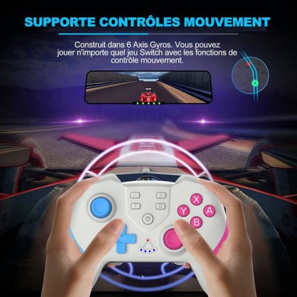 Trådlös Switch Controller, NFC Bluetooth PC Controller, Switch Controller, Gamepad med Turbo Joysticks, Vit