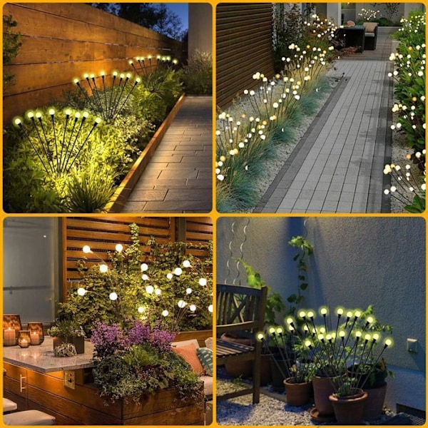 Solar Garden Lights, med glöd och glimtläge LED Ball Plus Vattentät Solar Lights utomhusdekoration, set med 2 Svart