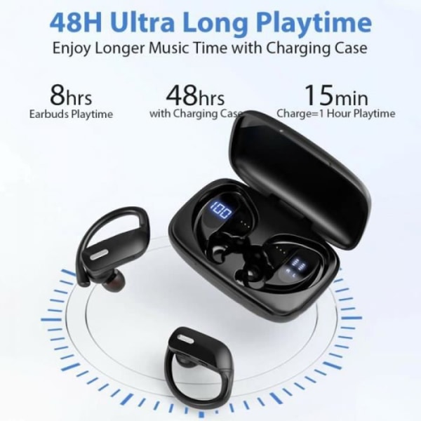 TWS T17 trådlös Bluetooth 5.0 hörlurar, sportstereo hörlurar Inbyggd mikrofon i örat kompatibel med iPhone/Samsung, etc