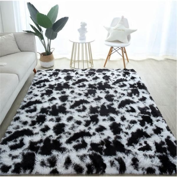 Shaggy Vardagsrumsmatta 160 x 230 cm SDLOGAL Sängmatta Långhårig matta (svartvit) Mjuk matta för vardagsrumssoffa
