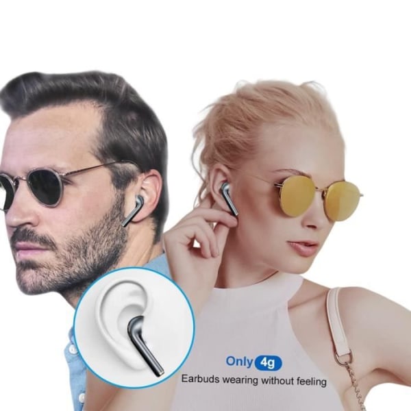Trådlösa Bluetooth 5.3-hörlurar med HiFi Stereo Brusreducering med Mic, för iOS och Android Svart