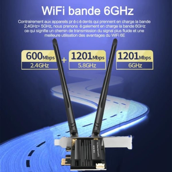 WiFi-kort 6E PCIe WiFi-kort för PC 3000Mbps Bluetooth 5.2 Dual Band trådlös adapter med MU-MINO, Windows 11-kompatibel