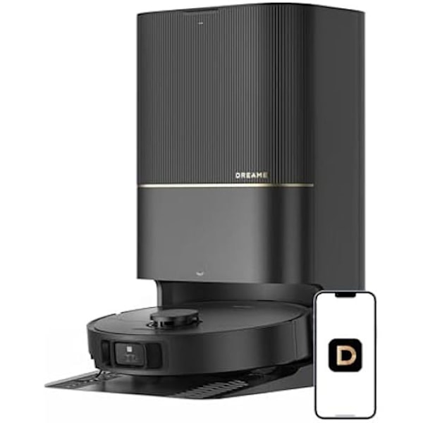 Robotstøvsuger - DREAME - X40 Ultra - Sugeevne 12 000 Pa - Aftagelig kost - IoT-kompatibel Sort