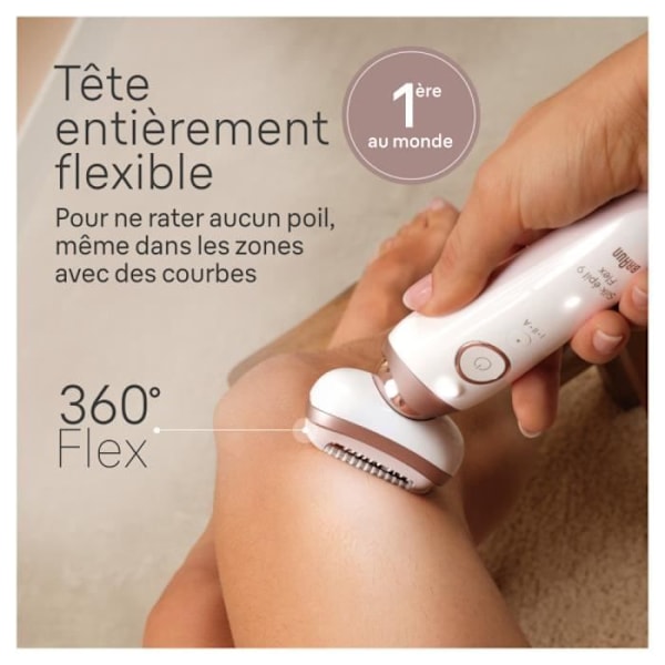 Sähkökivimittari - BRAUN - SILK EPIL 9 Flex - 2 nopeutta - Langaton - 50 min Vit / Roséguld