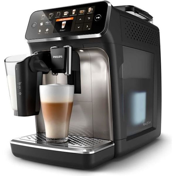 Philips Automaatinen espresseekone sarja 5400, LatteGo-maitosysteemi, kosketusnäyttö, musta (EP5447/90) Svart