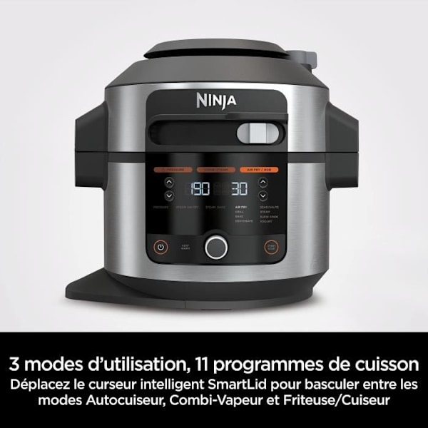 Multikokare NINJA - SmartLid OL550EU - Kapacitet 6L - 11 matlagningsprogram - 1460W svart och silver