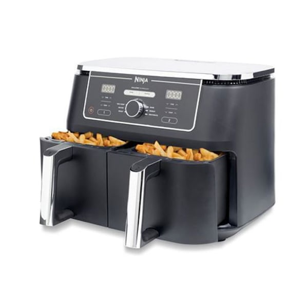 Öljytön friteuse NINJA - Foodi Max Dual Zone AF400EU - Kapasiteetti 9,5L - 6 kypsennysohjelmaa - 2470W musta
