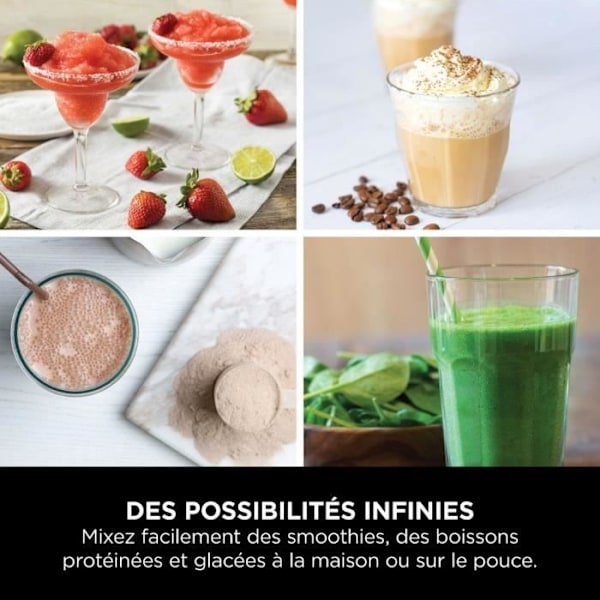 Blender portabel Ninja Blast - BC151EUBK - skål 530 ml - autonomi 2h - trådlös - utan BPA - svart Svart