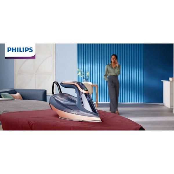 Philips Dampferstegejern serie 8000, keramisk sål, konstant damp 85 g/min, 3000 W, blå (DST8050/20)